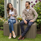 Greesum 31 Gallon Deck Box for Outside, All Weather Outdoor Storage Boxes for Patio Furniture Set, Package Delivery Box, Garden Tools, Light Coffee(Set of 2) - Image 4