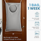 Hanging Laundry Hamper Bag XL 40x22", Space Saving over the Door Storage Bags - Image 2