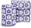 Jacquotha Cotton Hand Towels Lilac Checkered Floral by Jacquotha