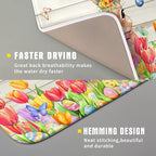 Easter Bunny Dish Drying Mat 16x18 inch Eggs Floral Fast Drying Pad Washable - Image 3