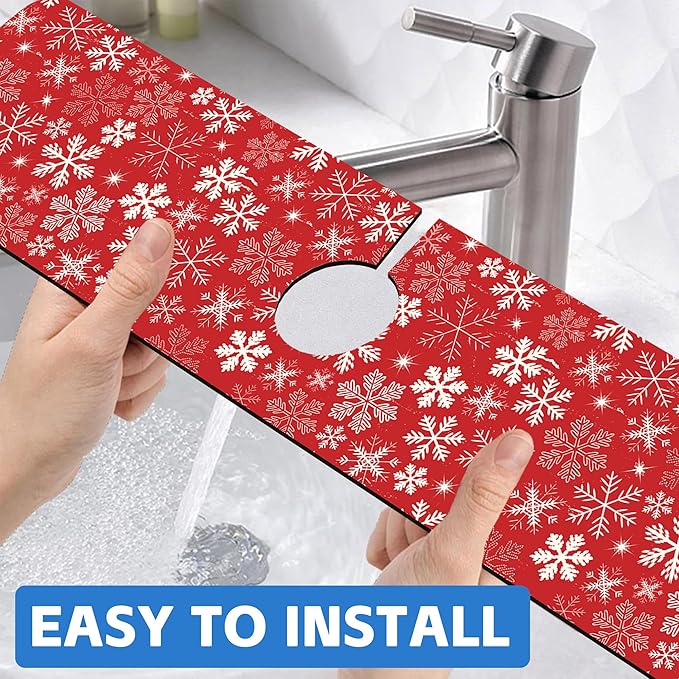 Christmas Snowflake Kitchen Sink Splash Guard Mat Absorbent Fast Drying Mat - Image 6