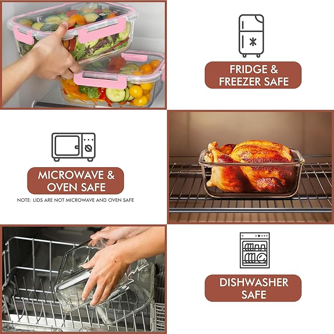 Razab 4 Pcs 1860ml / 63 Oz Large Glass Food Storage Containers - Image 5