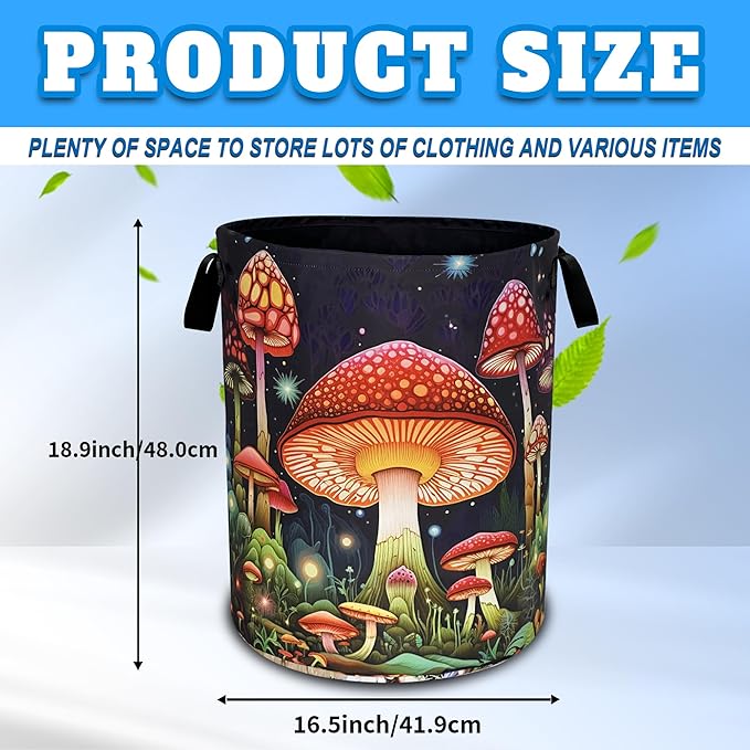 Red Mushroom Laundry Basket Oxford Cloth Psychedelic Plant Laundry Hamper - Image 3