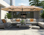 SUPERJARE 13FT Outdoor Umbrella for Patio, Double sided Pool Umbrellas with Fade Resistant Canopy, Large Table Umbrella for Deck, Market, Backyard - Beige - Image 2