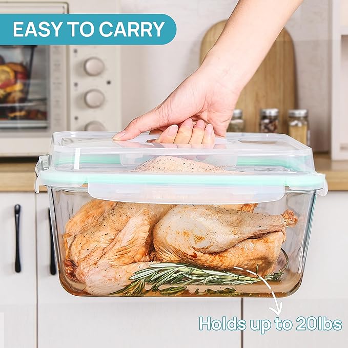 Vtopmart 220oz + 76.4oz Extra Large Glass Storage Containers Set, Meal Prep - Image 3