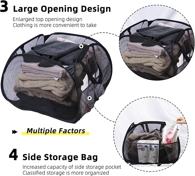 Collapsible Laundry Basket, 90L Foldable Pop-up Laundry Hamper - Image 4