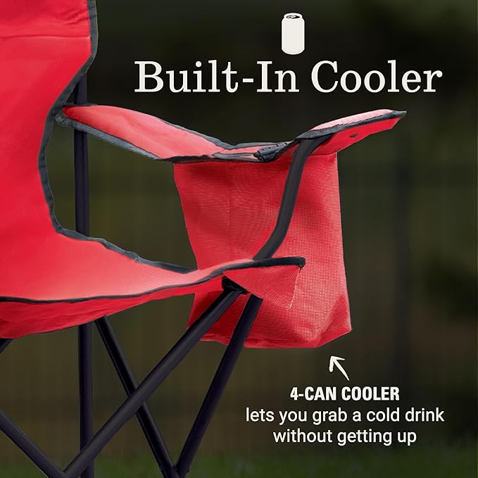 Coleman Portable Camping Chair with 4-Can Cooler, Cushioned Seat & Back with Side Pockets & Cup Holder, Carry Bag Included, Great for Camping, Tailgating, Firepits, Patio, & More - Image 4