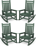 SERWALL Oversized Outdoor Rocking Chair Set of 4, HDPE Rocker for Adults, Patio Rocking Chairs for Porch, Green by SERWALL
