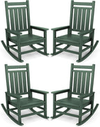 SERWALL Oversized Outdoor Rocking Chair Set of 4, HDPE Rocker for Adults, Patio Rocking Chairs for Porch, Green by SERWALL