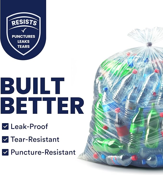 Plasticplace Heavy Duty 55-60 Gallon Trash Bags – Clear Garbage Can Liners – - Image 2