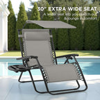 Best Choice Products 30” Wide Folding Zero Gravity Outdoor Recliner Patio Lounge Chair w/Adjustable Canopy Shade, Headrest, Side Accessory Tray - Ice Gray - Image 3