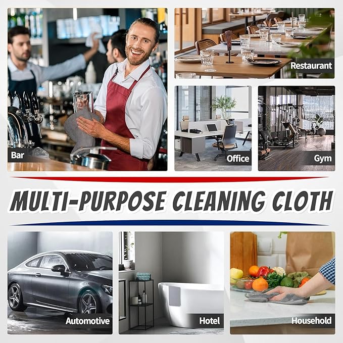 FIXSMITH Microfiber Cleaning Cloth, Shop Towels Bulk, 24 Pack Grey Microfiber - Image 4