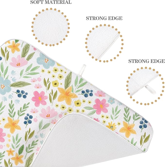 Spring Yellow Pink Blue Floral Dish Drying Mats 18x24 Inch Watercolor Flower - Image 7