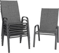 Patio Chairs Set of 6, Stackable Outdoor Dining Chairs for All Weather, Metal Modern Outside Furniture Chair for Pool Side, Garden, Backyard Deck, Dark Grey by furniture