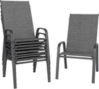 Patio Chairs Set of 6, Stackable Outdoor Dining Chairs for All Weather, Metal Modern Outside Furniture Chair for Pool Side, Garden, Backyard Deck, Dark Grey by furniture