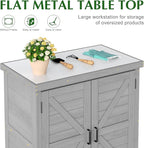 Outdoor Storage Cabinet & Potting Bench Table with Metal Top, Wooden Patio Furniture, Garden Workstation (Classic Grey, 36x31x17in) - Image 4