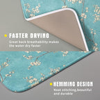 Teal Turquoise Dish Drying Mat for Kitchen Counter Spring Floral Drying Mat 16 - Image 3