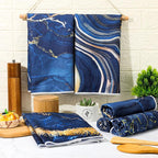Boyiee 6 Pcs Marble Hand Towels Blue and Gold Towels Navy Blue Kitchen Towel - Image 2
