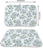 Blue Green Dish Drying Mat 18x24 Inch Vintage Floral Hydrangea Flower Drying - Image 2