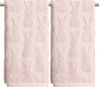 Artoid Mode 2 Pcs Pink 3D Rabbit Jacquard Easter Hand Towels by ArtoidMode