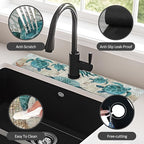 24" X 5.5" Kitchen Sink Splash Guard Faucet Mat Sea Turtles Super Absorbent - Image 4