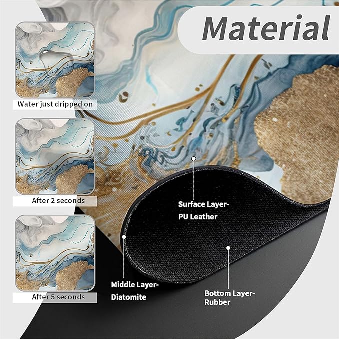 Kitchen Sink Splash Guard，Natural blue and gold marble Faucet Mat Sink - Image 4
