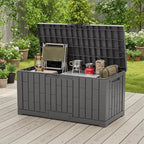 NEWBULIG 60 Gallon Deck Box, Waterproof Outdoor Storage Box with Lockable Lid, Patio Furniture Bench & Side Table, Outside Storage Container, Tool-Free Assembly, for Garden, Pool, Grey - Image 7