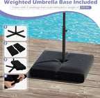 Tangkula 10ft Solar LED Patio Umbrella with Base, Offset Cantilever Outdoor Umbrella with 32 LED Lights, Infinite Tilt, 360 Degree Rotation, Crank Handle for Pool Deck Garden Backyard (Gray) - Image 7
