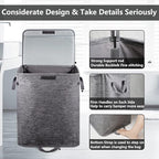 Foldable Laundry Hamper with 2 Removable Drawstring Bags, Portable Laundry - Image 7