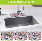 Sink Faucet Absorbing Mat Cute Flowers Sink Splash Guard Drying Mat - Image 5