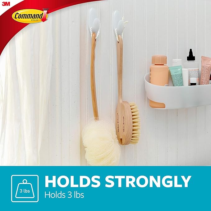 Command Bath Medium Hooks, 3 lb Capacity, Organize Damage-Free - Image 3