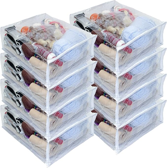 8-Pack Heavy Duty Vinyl Zippered Closet Square Storage Bags by OrehHomewares
