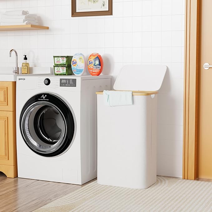 SUOCO Laundry Hamper with Lid, 29 Gal Clothes Basket with Bamboo Handles - Image 3