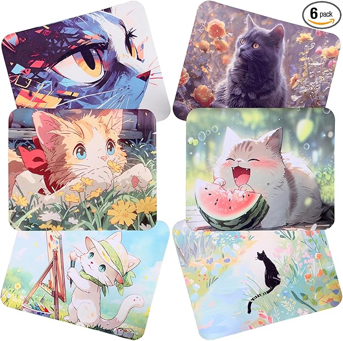 6Pcs Cute Kittys devise Premium Microfiber Cleaning Cloths, by ADBGV