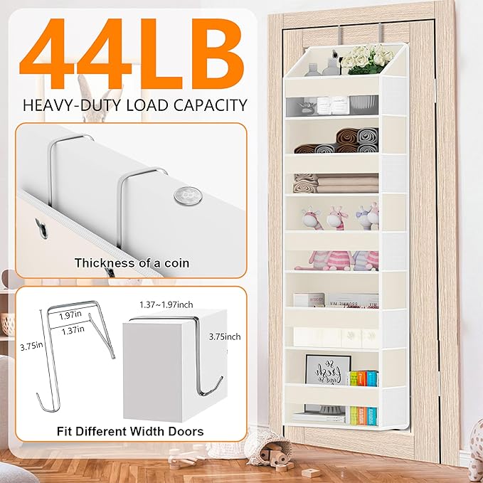 Over Door Organizer with 5 Large Pockets & 10 Mesh Side Compartments - Image 5