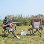 EVER ADVANCED Oversized Folding Camping Chair, for Adults Heavy Duty Lawn Chair with Side Pockets, Portable Collapsible Quad Chair for Outside, Support Up to 500lbs, Red 2Pack - Image 2