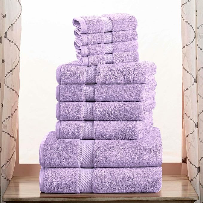 Superior Egyptian Cotton Solid Towel Set, Washcloths 13” x 13”, Hand Towels 20” by SUPERIOR