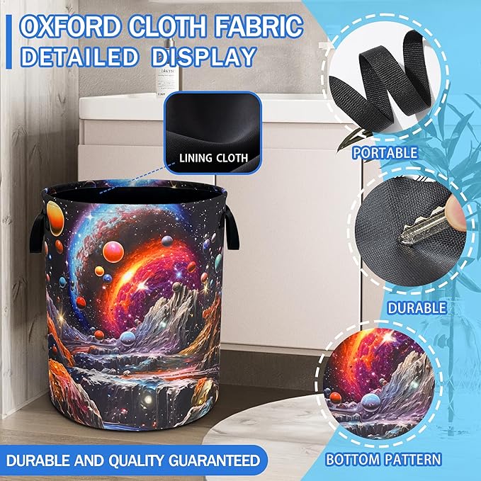 Dream Galaxy Mountains Laundry Basket Funny Oxford Cloth Laundry Hamper - Image 2