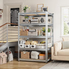 REIBII Garage Shelving, 5 Tier Storage Shelves Load 2400LBS, Adjustable Garage Shelves Heavy Duty, Metal Shelving Unit with Waterproof Columns for Warehouse, 35.5" W x 11.9" D x 72" H, Galvanized - Image 9