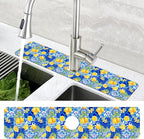 Blue Tiles and Yellow Lemon Sink Faucet Absorbing Mat Sink Splash Guard Faucet - Image 4