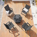 Yaheetech Patio Dining Chairs Set of 4 with Armrests, Outdoor Folding Chairs with Metal Frame and Backrest for Lawn, Garden, Yard and Poolside, Black - Image 2