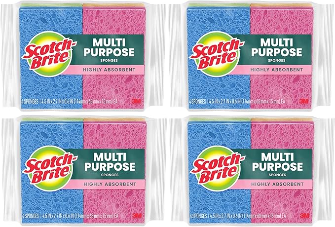 Scotch-Brite Multi-Purpose Kitchen Sponges, 16 Total, Highly Absorbent by Scotch-Brite