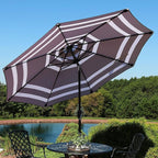 Sunnydaze Outdoor Patio Umbrella - Polyester Table Market Umbrella with Push-Button Tilt and Crank - 8 Sturdy Ribs - Navy Blue Stripe - 9ft - Image 6