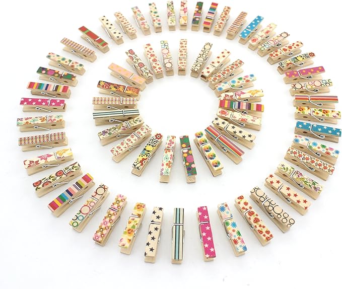 Mini Wooden Clothespins Photo Paper Peg Craft Clips, 100 Pack by Z+ZICOME