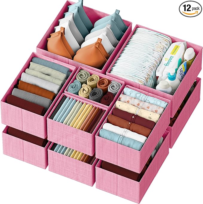 Drawer Organizer Set of 12 Pink by Neaterize