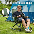 Portal Outdoor Rocking Chair Camping Folding Portable Rocker with Cup Holder Side Pocket Carry Bag, Support 350LBS (Green) - Image 3
