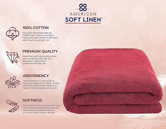 American Soft Linen 100% Cotton 600 GSM Turkish 40x80 Oversized Bath Towel Sheet - Image 4