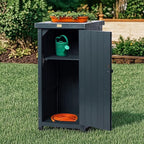 HABAU Outdoor Storage Cabinet for Patio, Garden Potting Bench Table with Shelves & Metal-Tabletop, Wooden Planting Work Station, Weatherproof - Image 2