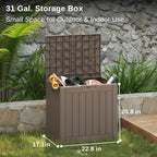 EAST OAK Outdoor Storage Box, 31 Gallon Deck Box, Waterproof Resin Storage Bin for Patio Cushions, Gardening Tools, Accessories, Lockable, UV Resistant, Brown - Image 3
