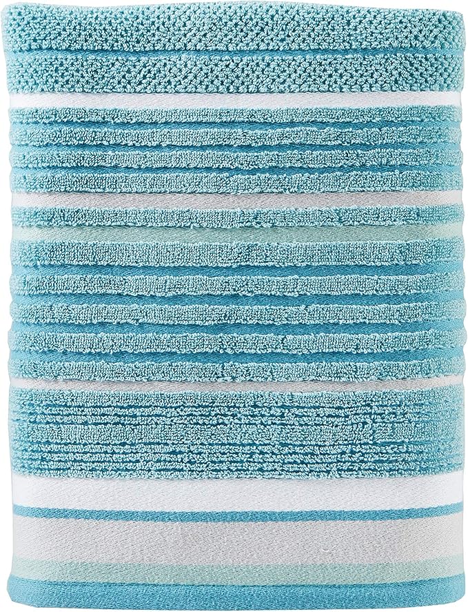 SKL Home Seabrook Stripe 100% Cotton Premium Bath Towel, 550 GSM, Soft & by SKLHomebySaturdayKnightLtd
